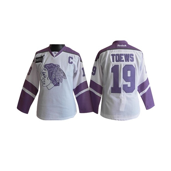 purple and white blackhawks jersey