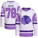 Adidas Chicago Blackhawks 78 Gavin Hayes Authentic White/Purple Hockey Fights Cancer Primegreen Youth NHL Jersey