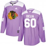 Adidas Chicago Blackhawks 60 Collin Delia Authentic Purple Fights Cancer Practice Youth NHL Jersey