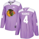 Adidas Chicago Blackhawks 4 Elmer Vasko Authentic Purple Fights Cancer Practice Youth NHL Jersey