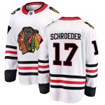 Fanatics Branded Chicago Blackhawks 17 Jordan Schroeder White Breakaway Away Men's NHL Jersey