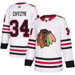 Adidas Chicago Blackhawks 34 Bryn Chyzyk Authentic White Away Youth NHL Jersey
