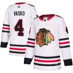 Adidas Chicago Blackhawks 4 Elmer Vasko Authentic White Away Youth NHL Jersey