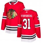 Adidas Chicago Blackhawks 31 Anton Forsberg Authentic Red Home Men's NHL Jersey