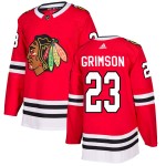 Adidas Chicago Blackhawks 23 Stu Grimson Authentic Red Home Men's NHL Jersey