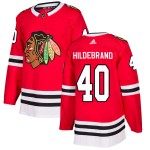 Adidas Chicago Blackhawks 40 Jake Hildebrand Authentic Red Home Men's NHL Jersey