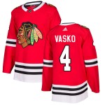 Adidas Chicago Blackhawks 4 Elmer Vasko Authentic Red Home Men's NHL Jersey