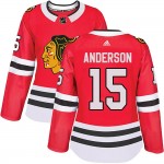 Adidas Chicago Blackhawks 15 Joey Anderson Authentic Red Home Women's NHL Jersey