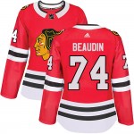Adidas Chicago Blackhawks 74 Nicolas Beaudin Authentic Red ized Home Women's NHL Jersey