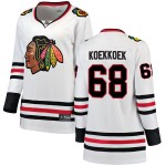 Fanatics Branded Chicago Blackhawks 68 Slater Koekkoek White Breakaway Away Women's NHL Jersey
