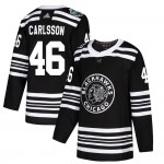 Adidas Chicago Blackhawks 46 Lucas Carlsson Authentic Black ized 2019 Winter Classic Youth NHL Jersey