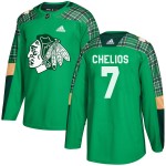 Adidas Chicago Blackhawks 7 Chris Chelios Authentic Green St. Patrick's Day Practice Men's NHL Jersey