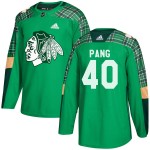 Adidas Chicago Blackhawks 40 Darren Pang Authentic Green St. Patrick's Day Practice Men's NHL Jersey