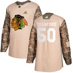Adidas Chicago Blackhawks 50 Corey Crawford Authentic Camo Veterans Day Practice Youth NHL Jersey