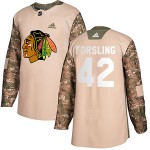 Adidas Chicago Blackhawks 42 Gustav Forsling Authentic Camo Veterans Day Practice Youth NHL Jersey