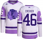 Adidas Chicago Blackhawks 46 Louis Crevier Authentic Hockey Fights Cancer Men's NHL Jersey