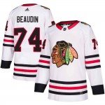 Adidas Chicago Blackhawks 74 Nicolas Beaudin Authentic White ized Away Men's NHL Jersey