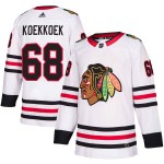 Adidas Chicago Blackhawks 68 Slater Koekkoek Authentic White Away Men's NHL Jersey
