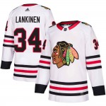 Adidas Chicago Blackhawks 34 Kevin Lankinen Authentic White ized Away Men's NHL Jersey