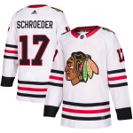 Adidas Chicago Blackhawks 17 Jordan Schroeder Authentic White Away Men's NHL Jersey