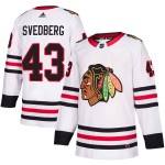 Adidas Chicago Blackhawks 43 Viktor Svedberg Authentic White Away Men's NHL Jersey