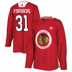 Adidas Chicago Blackhawks 31 Anton Forsberg Authentic Red Home Practice Men's NHL Jersey