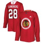 Adidas Chicago Blackhawks 28 Martin Lundberg Authentic Red Home Practice Men's NHL Jersey