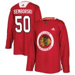 Adidas Chicago Blackhawks 50 Eric Semborski Authentic Red Home Practice Men's NHL Jersey