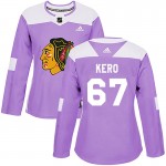 Adidas Chicago Blackhawks 67 Tanner Kero Authentic Purple Fights Cancer Practice Women's NHL Jersey
