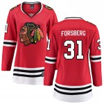 Fanatics Branded Chicago Blackhawks 31 Anton Forsberg Red Breakaway Home Women's NHL Jersey