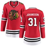 Fanatics Branded Chicago Blackhawks 31 Lars Johansson Red Breakaway Home Women's NHL Jersey