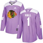 Adidas Chicago Blackhawks 1 Glenn Hall Authentic Purple Fights Cancer Practice Men's NHL Jersey