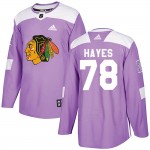 Adidas Chicago Blackhawks 78 Gavin Hayes Authentic Purple Fights Cancer Practice Men's NHL Jersey
