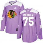 Adidas Chicago Blackhawks 75 Alec Regula Authentic Purple Fights Cancer Practice Men's NHL Jersey
