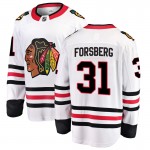 Fanatics Branded Chicago Blackhawks 31 Anton Forsberg White Breakaway Away Youth NHL Jersey