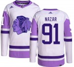 Adidas Chicago Blackhawks 91 Frank Nazar Authentic Hockey Fights Cancer Youth NHL Jersey