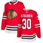 Adidas Chicago Blackhawks 30 Jaxson Stauber Authentic Red Home Youth NHL Jersey