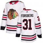 Adidas Chicago Blackhawks 31 Anton Forsberg Authentic White Away Women's NHL Jersey
