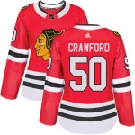Adidas Chicago Blackhawks 50 Corey Crawford Authentic Red Home Women's NHL Jersey