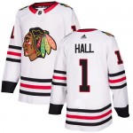 Adidas Chicago Blackhawks 1 Glenn Hall Authentic White Away Women's NHL Jersey