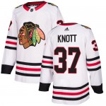 Adidas Chicago Blackhawks 37 Graham Knott Authentic White Away Women's NHL Jersey