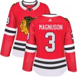 Adidas Chicago Blackhawks 3 Keith Magnuson Authentic Red Home Women's NHL Jersey