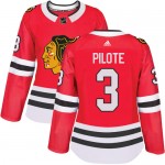Adidas Chicago Blackhawks 3 Pierre Pilote Authentic Red Home Women's NHL Jersey