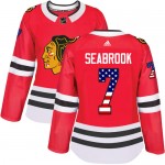 Adidas Chicago Blackhawks 7 Brent Seabrook Authentic Red USA Flag Fashion Women's NHL Jersey