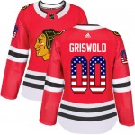 Adidas Chicago Blackhawks 00 Clark Griswold Authentic Red USA Flag Fashion Women's NHL Jersey