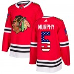 Adidas Chicago Blackhawks 5 Connor Murphy Authentic Red USA Flag Fashion Youth NHL Jersey