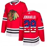 Adidas Chicago Blackhawks 28 Henri Jokiharju Authentic Red USA Flag Fashion Men's NHL Jersey