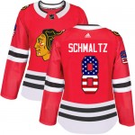 Adidas Chicago Blackhawks 8 Nick Schmaltz Authentic Red USA Flag Fashion Women's NHL Jersey