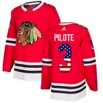 Adidas Chicago Blackhawks 3 Pierre Pilote Authentic Red USA Flag Fashion Youth NHL Jersey