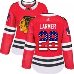 Adidas Chicago Blackhawks 28 Steve Larmer Authentic Red USA Flag Fashion Women's NHL Jersey